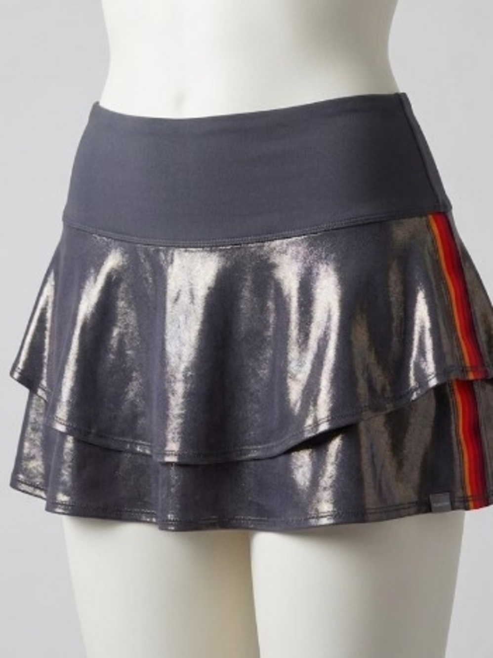 Lucky in Love Shimmery Grey Tiered Skort (Sz M) Performance Pickleball Tennis